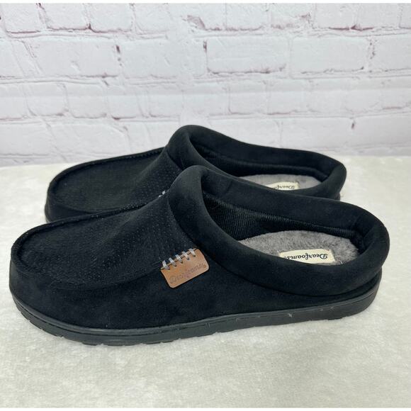Dearfoams Black Slip On Slipper Loafers Men's Large 11 12 Wide Width Memory Foam - Picture 1 of 6